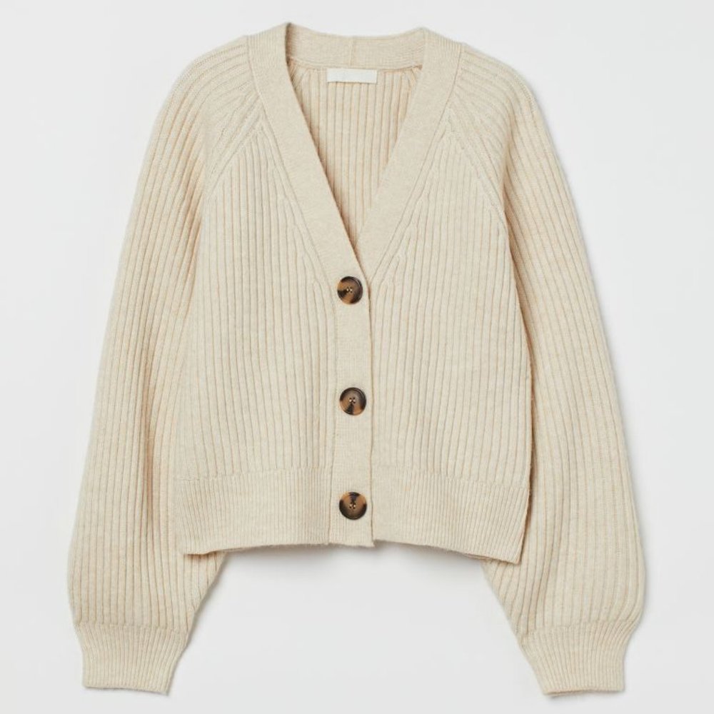 BRAND NEW Rib Knit Cream Cardigan (Size: XS)